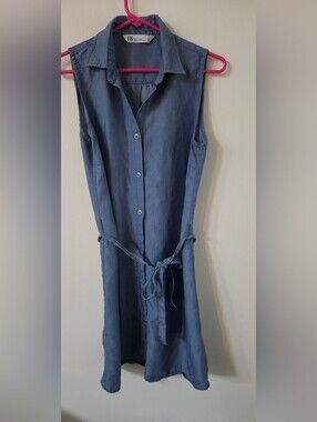 FIGS Sleeveless Midi Shirt Dress in Slate Blue